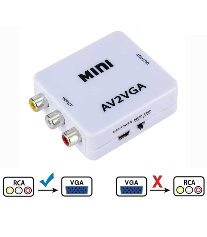 تبدیل AV به VGA با خروجی AUX صدا MINI
