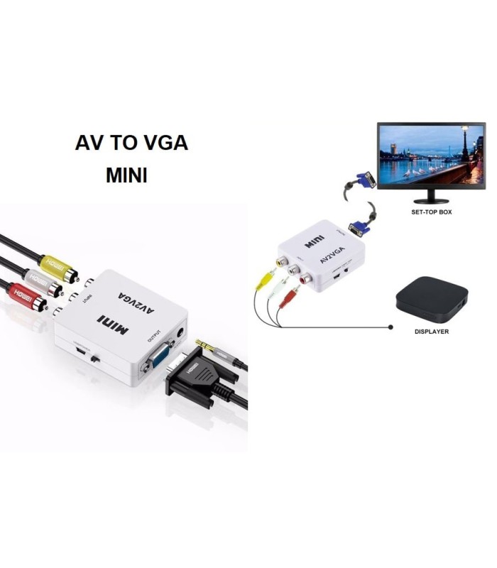 مبدل AV TO VGA با خروجی AUX صدا MINI