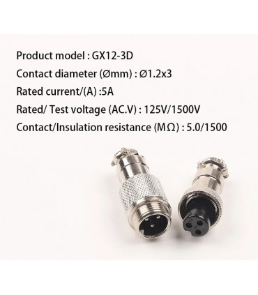 کانکتور فلزی 3 پین GX12 بین راهی efarvahar.ir