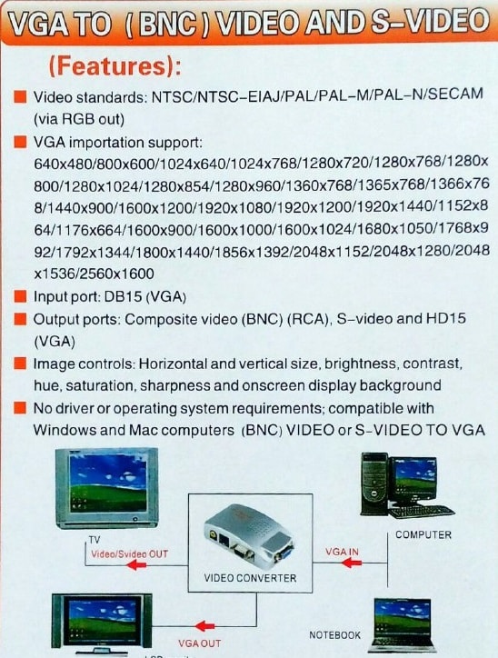 تبدیل BNC AV به VGA